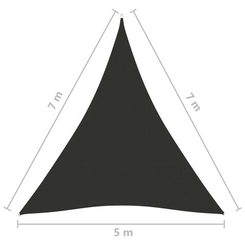 Solsejl 5x7x7 m oxfordstof trekantet antracitgrå
