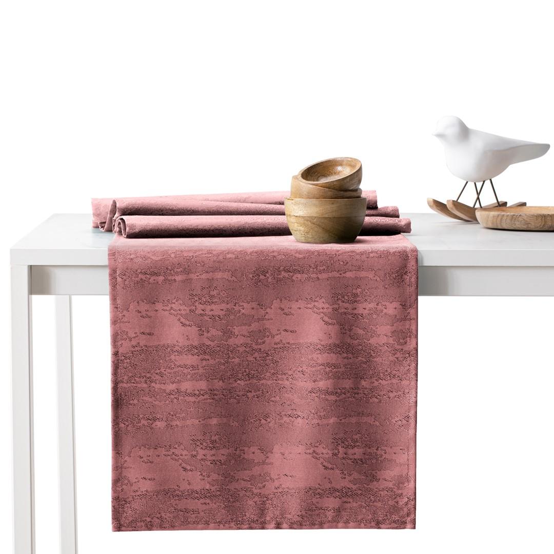 Dug sæt lyserød - AmeliaHome Vesta, præget, 115×250 cm + bordløber 35×250 cm
