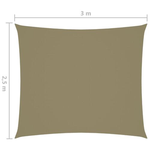Solsejl 2,5x3 m rektangulær oxfordstof beige