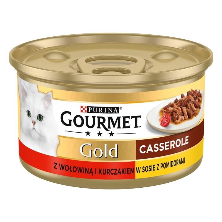 Kattemad vådfoder Purina Gourmet Gold Casserole – oksekød og kylling, 85 g