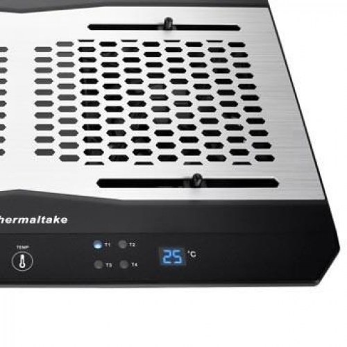 Laptop køleplade – Thermaltake 12 cm, 1000–1300 RPM, aluminium/sort