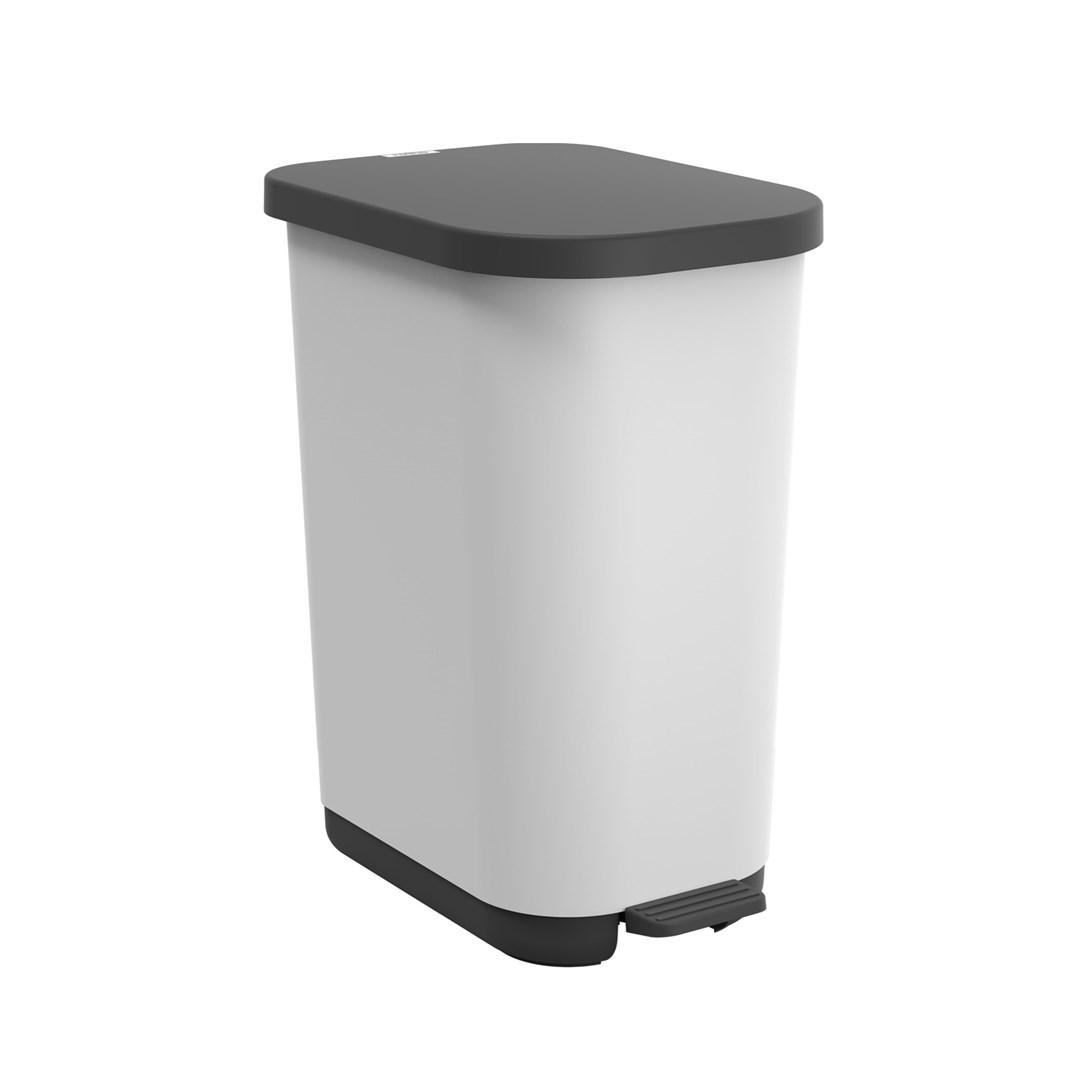 Skraldespand med pedal rotho Ribo, 35 l, hvid