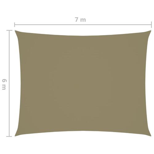 Solsejl 6x7 m rektangulær oxfordstof beige