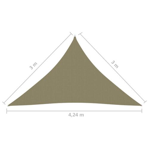 Solsejl 3x3x4,24 m trekantet oxfordstof beige