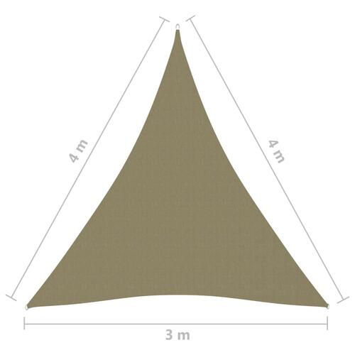 Solsejl 3x4x4 m trekantet oxfordstof beige