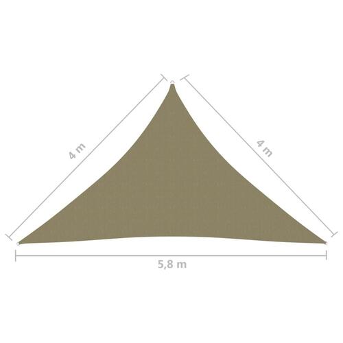 Solsejl 4x4x5,8 m oxfordstof trekantet beige
