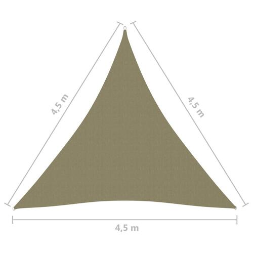 Solsejl 4,5x4,5x4,5 m oxfordstof trekantet beige