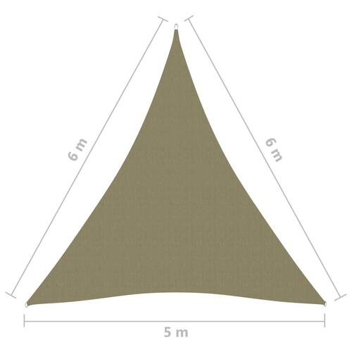 Solsejl 5x6x6 m trekantet oxfordstof beige