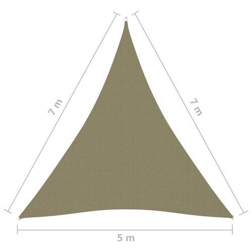 Solsejl 5x7x7 m trekantet oxfordstof beige