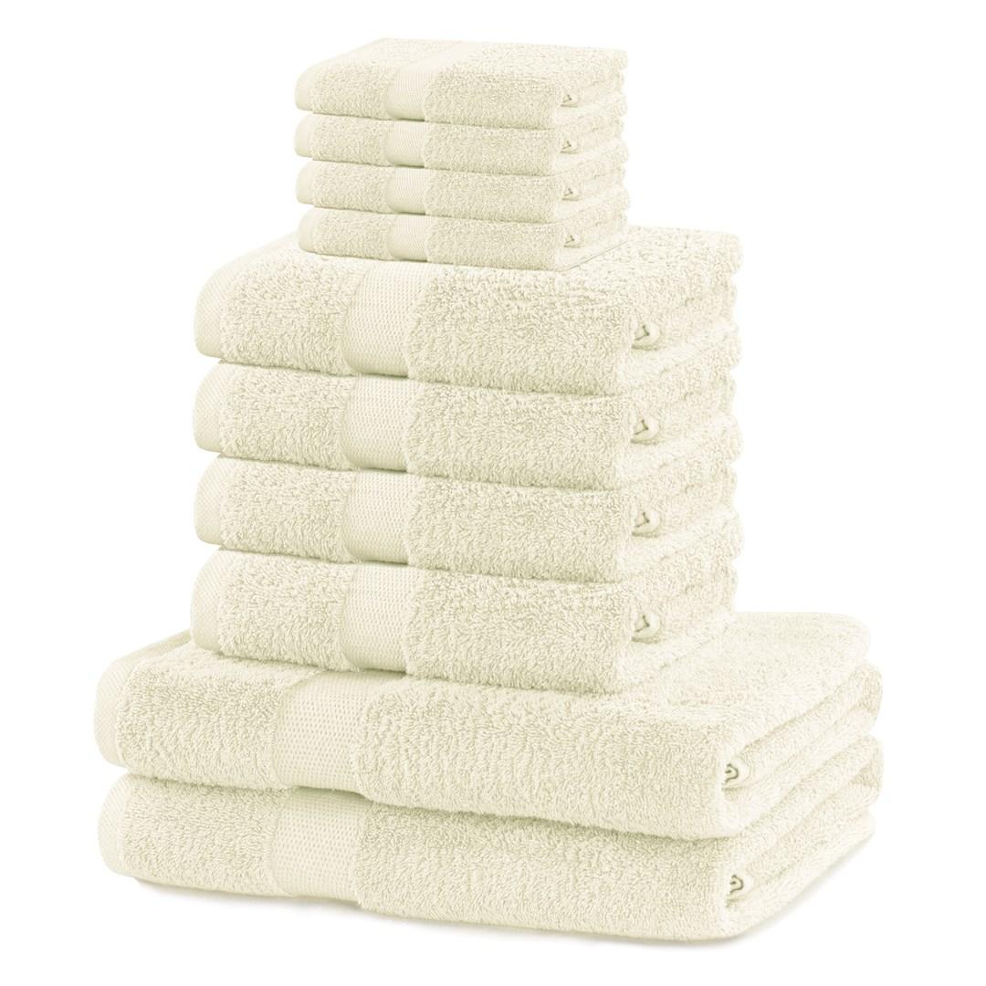 Håndklædesæt bomuld creme - DecoKing Marina, klassisk (2×70×140 + 4×50×100 + 4×30×50)