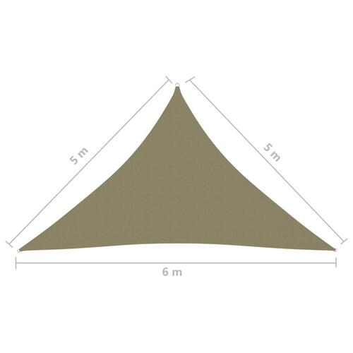 Solsejl 5x5x6 m trekantet oxfordstof beige