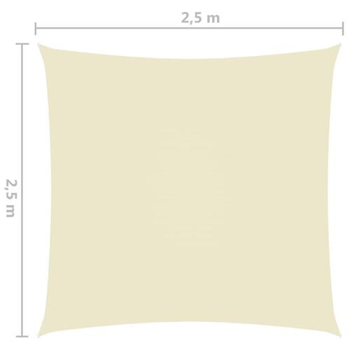 Solsejl 2,5x2,5 m firkantet oxfordstof cremefarvet