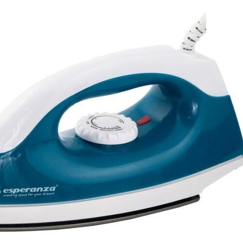 Strygejern til rejse – Esperanza Travel Iron, tørstrygejern, non-stick sål, 1.200 W, blå/hvid