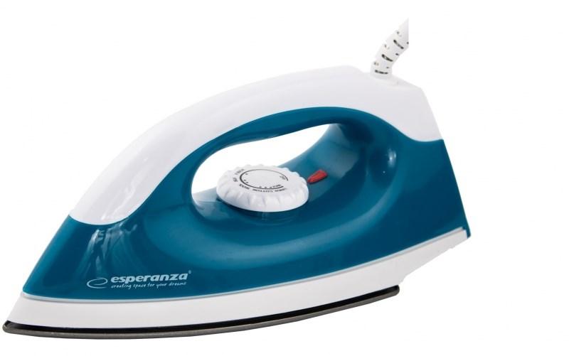 Strygejern til rejse – Esperanza Travel Iron, tørstrygejern, non-stick sål, 1.200 W, blå/hvid