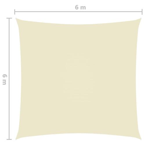 Solsejl 6x6 m firkantet oxfordstof cremefarvet