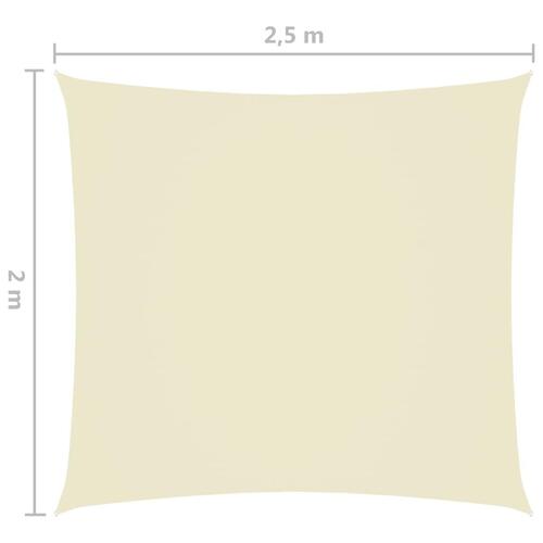 Solsejl 2x2,5 m rektangulær oxfordstof cremefarvet