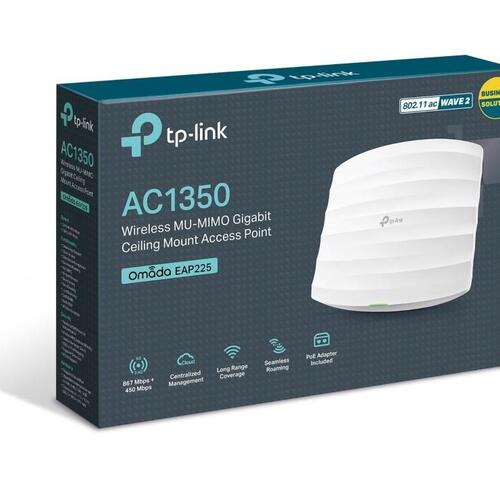Adgangspunkt Wi-Fi TP-Link Omada EAP225 AC1350 PoE – hvid