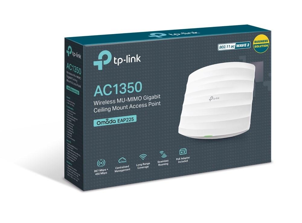 Adgangspunkt Wi-Fi TP-Link Omada EAP225 AC1350 PoE – hvid