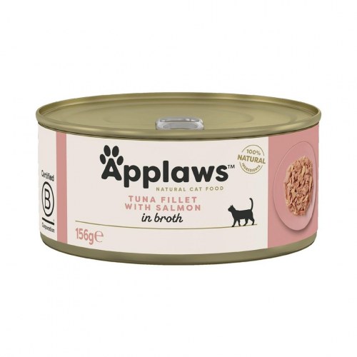 Vådfoder til kat - Applaws tunfilet med laks i bouillon 156 g