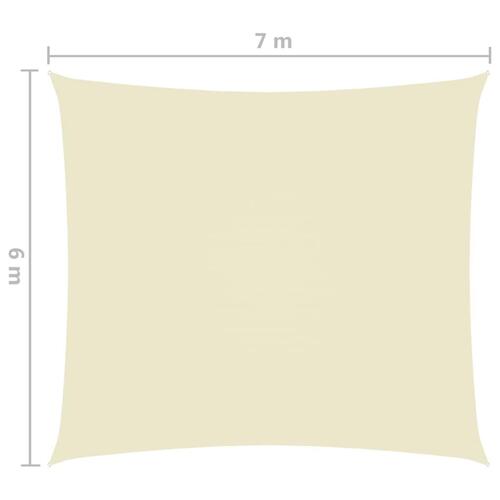 Solsejl 6x7 m rektangulær oxfordstof cremefarvet