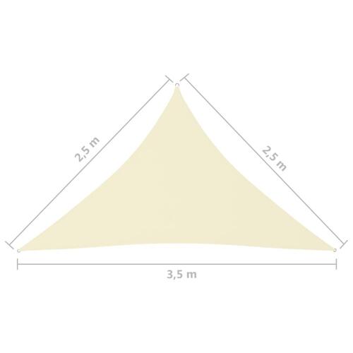 Solsejl 2,5x2,5x3,5 m trekantet oxfordstof cremefarvet