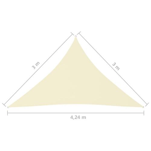 Solsejl 3x3x4,24 m trekantet oxfordstof cremefarvet