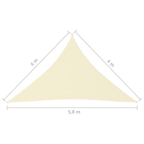 Solsejl 4x4x5,8 m oxfordstof trekantet cremefarvet