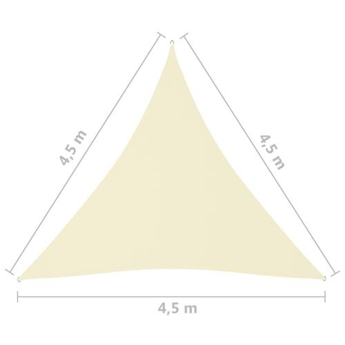 Solsejl 4,5x4,5x4,5 m trekantet oxfordstof cremefarvet