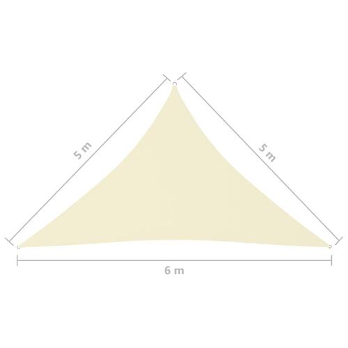 Solsejl 5x5x6 m trekantet oxfordstof cremefarvet