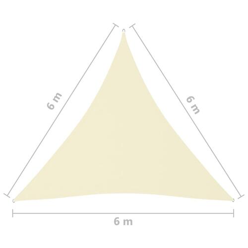 Solsejl 6x6x6 m trekantet oxfordstof cremefarvet