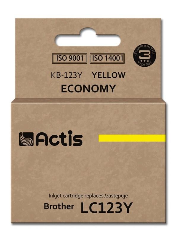 Blækpatron til Brother – Actis KB-123Y, gul, standard, 10 ml