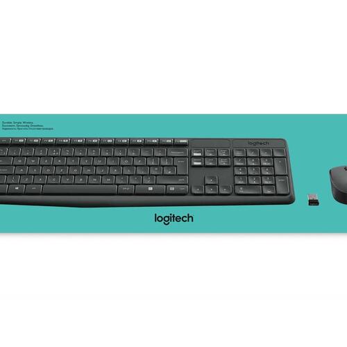 Trådløst tastatur og mus – Logitech MK235, fuld størrelse, US International, grå