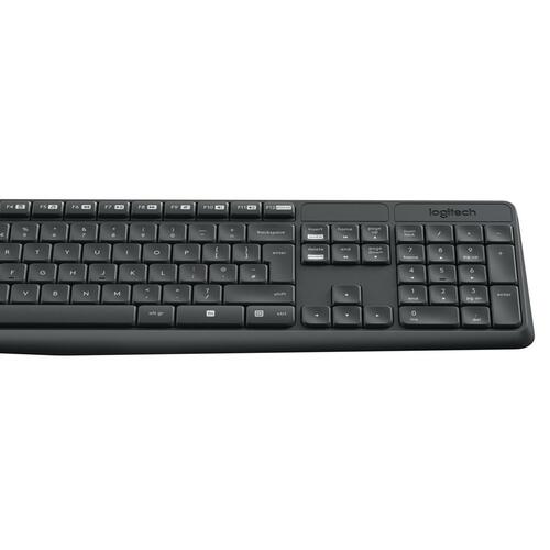 Trådløst tastatur og mus – Logitech MK235, fuld størrelse, US International, grå