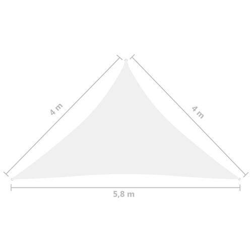 Solsejl 4x4x5,8 m oxfordstof trekantet hvid