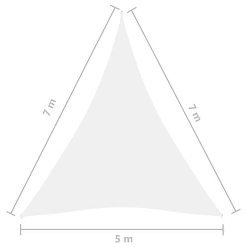 Solsejl 5x7x7 m trekantet oxfordstof hvid