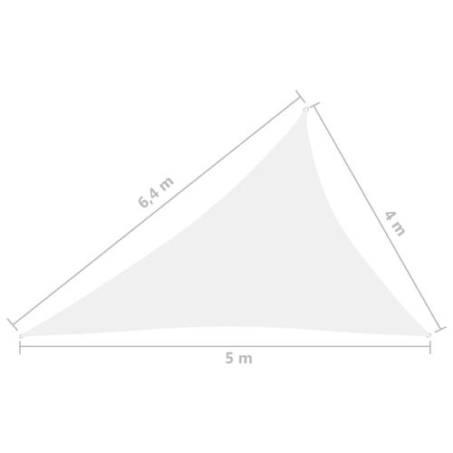 Solsejl 4x5x6,4 m trekantet oxfordstof hvid