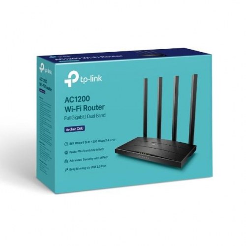 WiFi router TP-Link Archer C6U – Gigabit, dual-band 2,4/5 GHz, sort