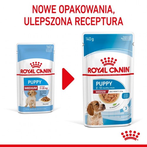 Hundefoder vådfoder Royal Canin Medium Puppy i sauce – 10×140 g