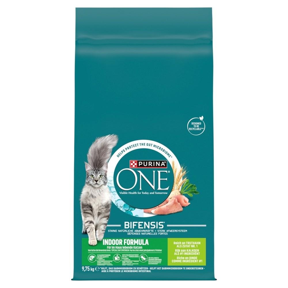 Kattemad tørfoder Purina ONE Indoor Formula, kalkun – 9,75 kg