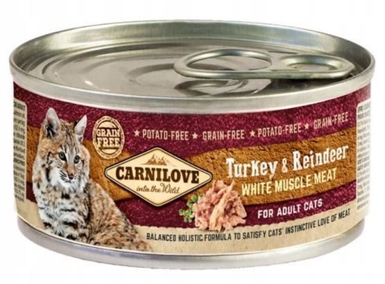 Vådfoder til kat – Carnilove Kalkun & Rensdyr, hvidt muskelkød, 100 g billede
