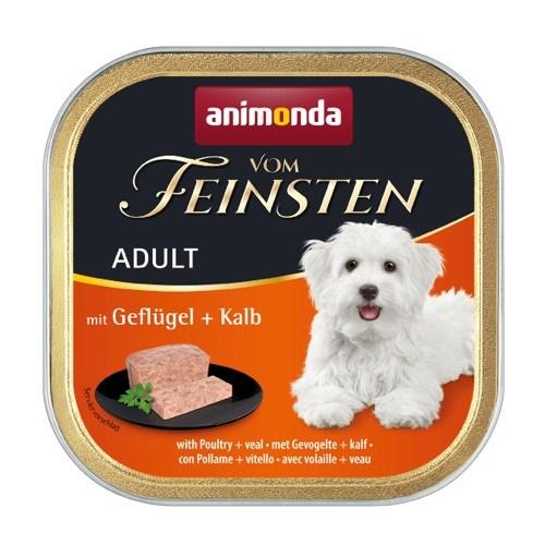 Hundefoder vådfoder animonda Vom Feinsten Adult – fjerkræ & kalv 150 g