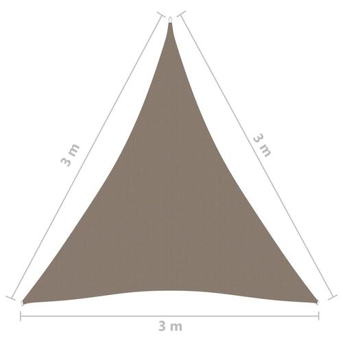Solsejl 3x3x3 m oxfordstof trekantet gråbrun