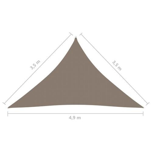 Solsejl 3,5x3,5x4,9 m trekantet oxfordstof gråbrun