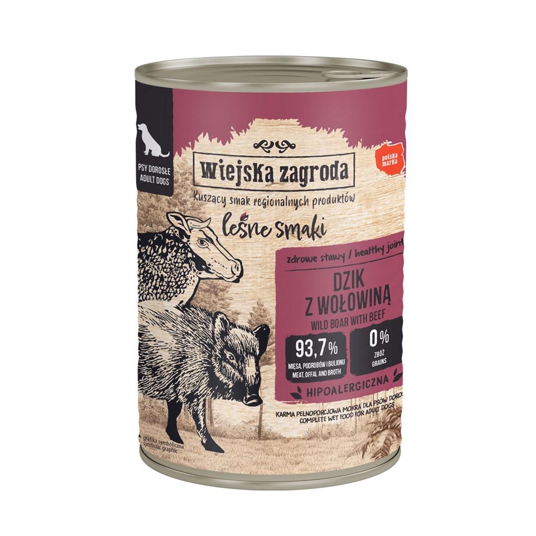 Hundefoder vådfoder wiejska zagroda Forest Flavours – vildsvin med oksekød 400 g