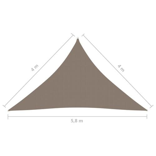 Solsejl 4x4x5,8 m oxfordstof trekantet gråbrun