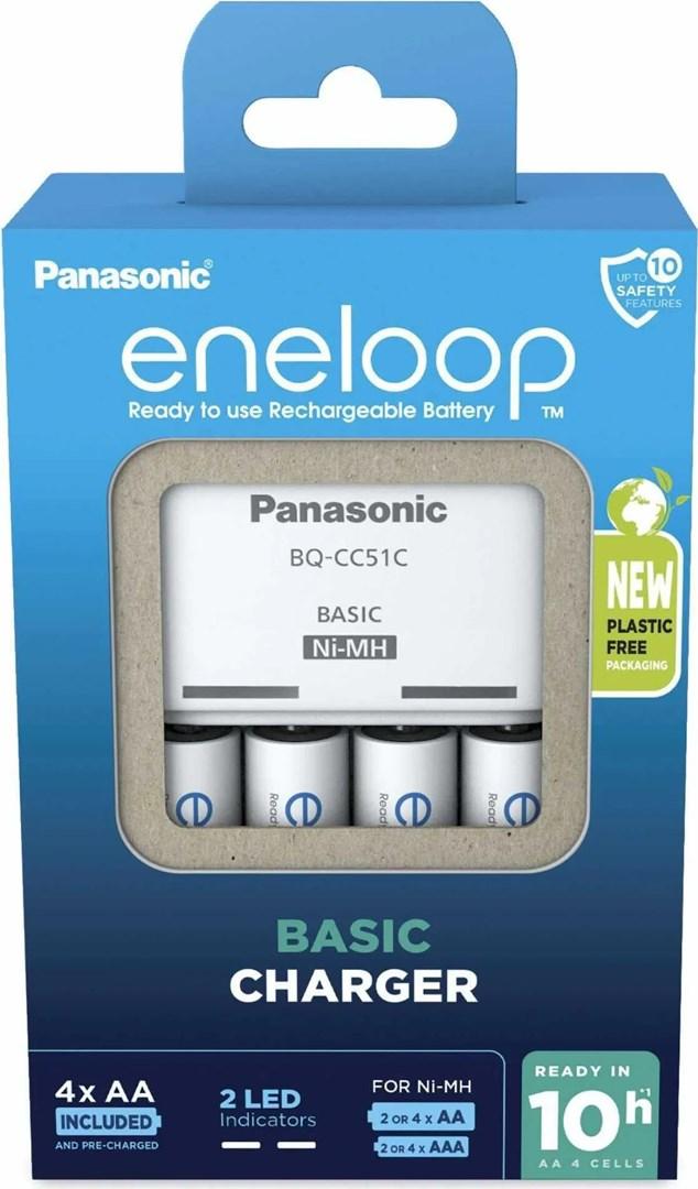 Batterioplader Panasonic Eneloop Basic BQ-CC51C + 4x AA 2.000 mAh billede