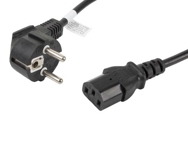 Strømkabel CEE 7/7 til IEC C13 vinkel - Lanberg, 1,8 m, sort billede