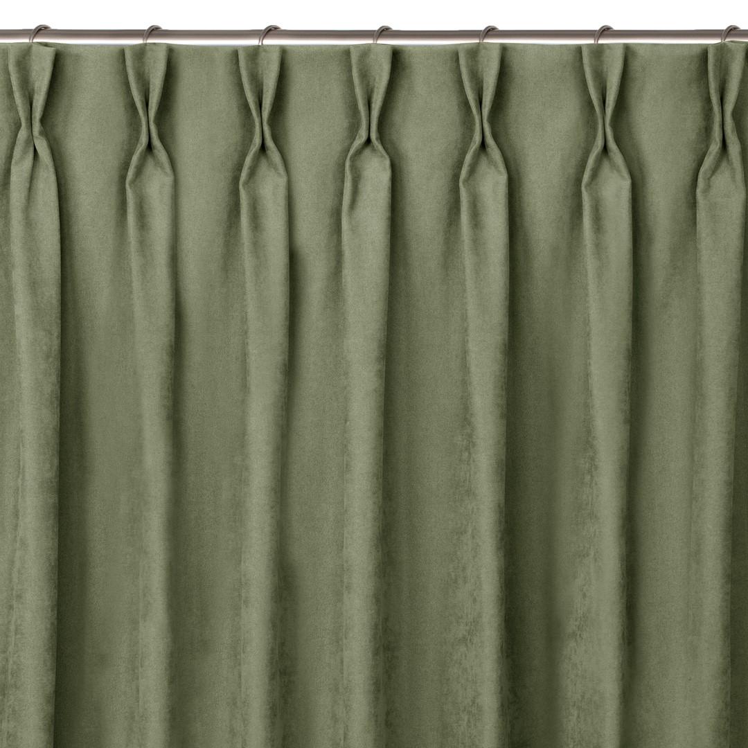 Mørklægningsgardin 140x300 olivengrøn - HOMEDE MILANA, klassisk fold med flex 9,5 cm, chenille
