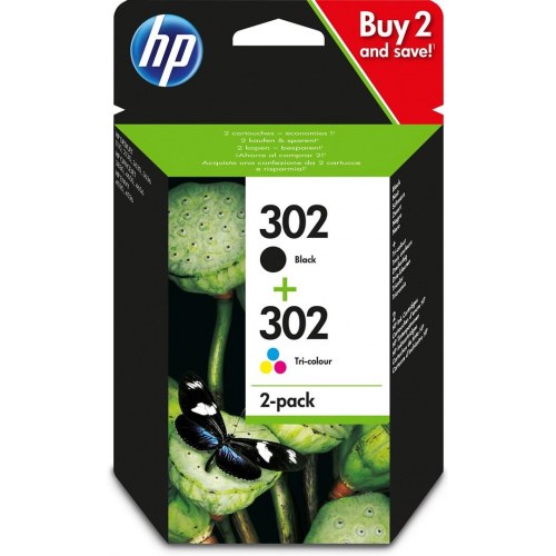 Blækpatroner HP 302 2-pack – sort + trefarvet (original)