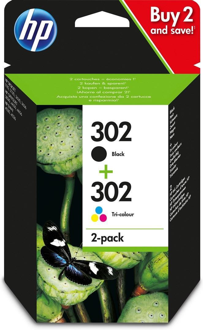 Blækpatroner HP 302 2-pack – sort + trefarvet (original)